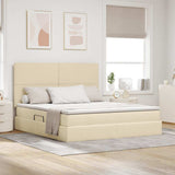 Letto con contenitore e materasso Crema 160 x 200 cm Tessuto