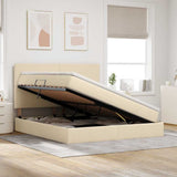 Letto con contenitore e materasso Crema 160 x 200 cm Tessuto