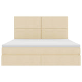 Letto con contenitore e materasso Crema 160 x 200 cm Tessuto