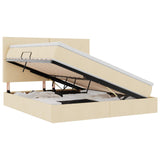 Letto con contenitore e materasso Crema 180 x 200 cm Tessuto