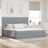 Letto con Contenitore con materasso Grigio chiaro 200 x 200 cm