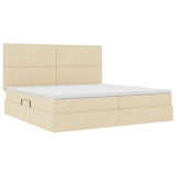Letto con contenitore e materasso Crema 200 x 200 cm Tessuto