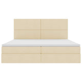 Letto con contenitore e materasso Crema 200 x 200 cm Tessuto
