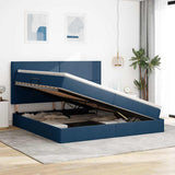 Letto con contenitore e materasso Blu 200 x 200 cm Tessuto