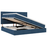 Letto con contenitore e materasso Blu 200 x 200 cm Tessuto