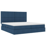 Letto con contenitore e materasso Blu 200 x 200 cm Tessuto