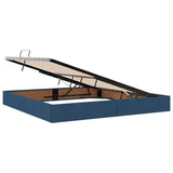 Letto con contenitore e materasso Blu 200 x 200 cm Tessuto