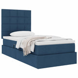 Letto con contenitore e materasso Blu 90 x 190 cm Tessuto
