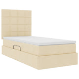 Letto con contenitore e materasso Crema 100 x 200 cm Tessuto