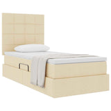 Letto con contenitore e materasso Crema 100 x 200 cm Tessuto