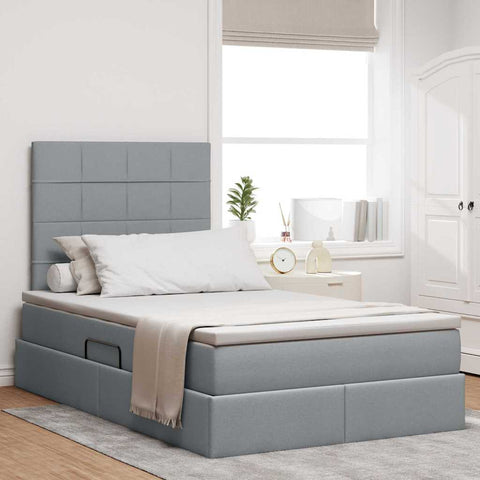 Letto con Contenitore con materasso Grigio chiaro 120 x 200 cm