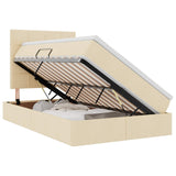 Letto con contenitore e materasso Crema 120 x 200 cm Tessuto
