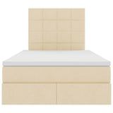 Letto con contenitore e materasso Crema 120 x 200 cm Tessuto
