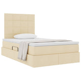 Letto con contenitore e materasso Crema 120 x 200 cm Tessuto