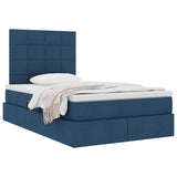 Letto con contenitore e materasso Blu 120 x 200 cm Tessuto