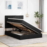 Letto con contenitore e materasso Nero 140 x 190 cm Tessuto