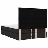 Letto con contenitore e materasso Nero 140 x 190 cm Tessuto