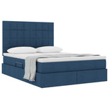 Letto con contenitore e materasso Blu 140 x 200 cm Tessuto