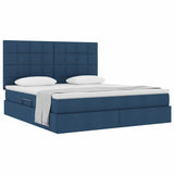 Letto con contenitore e materasso Blu 160 x 200 cm Tessuto