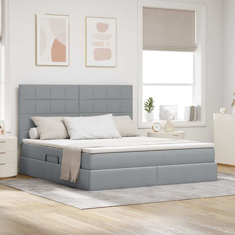 Letto con Contenitore con materasso Grigio chiaro 180 x 200 cm