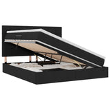 Letto con contenitore e materasso Nero 180 x 200 cm Tessuto