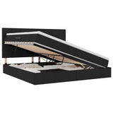 Letto con contenitore e materasso Nero 200 x 200 cm Poliestere
