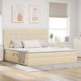 Letto con contenitore e materasso Crema 200 x 200 cm Poliestere