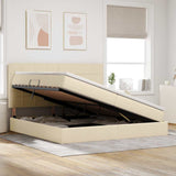 Letto con contenitore e materasso Crema 200 x 200 cm Poliestere