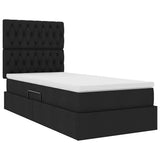 Letto con contenitore e materasso Nero 90 x 190 cm Poliestere