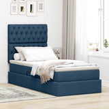 Letto con contenitore e materasso Blu 90 x 190 cm Tessuto
