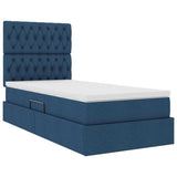 Letto con contenitore e materasso Blu 90 x 190 cm Tessuto