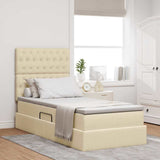 Letto con contenitore e materasso Crema 100 x 200 cm Tessuto