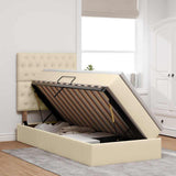 Letto con contenitore e materasso Crema 100 x 200 cm Tessuto