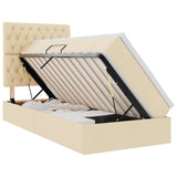 Letto con contenitore e materasso Crema 100 x 200 cm Tessuto