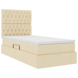 Letto con contenitore e materasso Crema 100 x 200 cm Tessuto