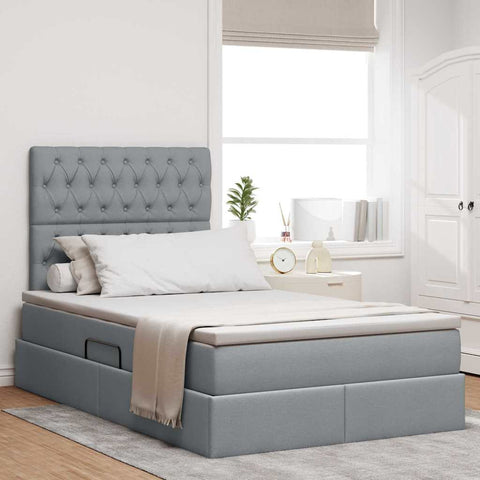 Letto con Contenitore con materasso Grigio chiaro 120 x 190 cm