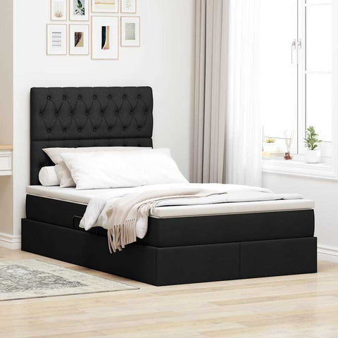 Letto con Contenitore Nero 120 x 190 cm Pelle Sintetica