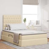 Letto con contenitore e materasso Crema 120 x 200 cm Tessuto