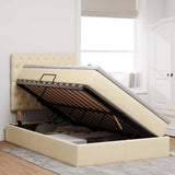 Letto con contenitore e materasso Crema 120 x 200 cm Tessuto