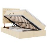 Letto con contenitore e materasso Crema 120 x 200 cm Tessuto