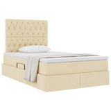 Letto con contenitore e materasso Crema 120 x 200 cm Tessuto