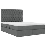 Letto con Contenitore Grigio scuro 140 x 190 cm Pelle Sintetica