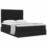 Letto con Contenitore Nero 140 x 190 cm Pelle Sintetica