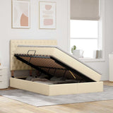 Letto con contenitore e materasso Crema 140 x 190 cm Poliestere