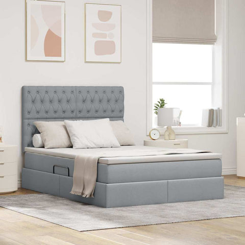 Letto con Contenitore con materasso Grigio chiaro 140 x 200 cm