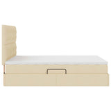 Letto con contenitore e materasso Crema 140 x 200 cm Tessuto