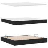 Letto con contenitore e materasso Nero 200 x 200 cm Tessuto