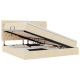 Letto con contenitore e materasso Crema 200 x 200 cm Tessuto