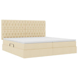 Letto con contenitore e materasso Crema 200 x 200 cm Tessuto