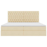 Letto con contenitore e materasso Crema 200 x 200 cm Tessuto